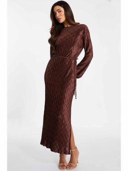 Quiz Clothing - Brown Maxi Dress with Tie Waist Belt (Set of 2)