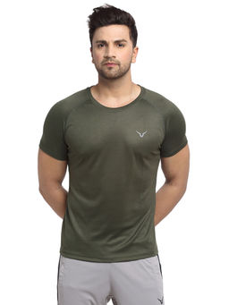 INVINCIBLE - Olive Mens Solid Training T-Shirt