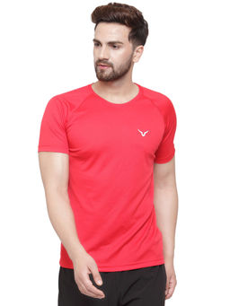 INVINCIBLE - Red Mens Solid Training T-Shirt