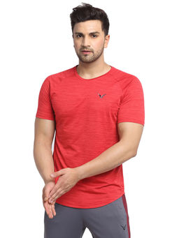 INVINCIBLE - Red Mens Fitness Jacquard T-Shirt
