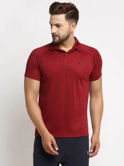 INVINCIBLE - Maroon Mens Raglan Polo T-Shirt