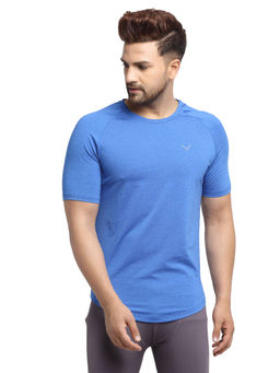 INVINCIBLE - Blue Melange Mens Stretch Short Sleeve T-Shirt