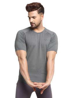 INVINCIBLE - Grey Melange Mens Stretch Short Sleeve T-Shirt