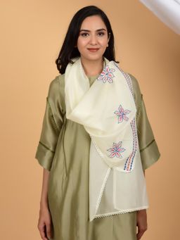 HANDME - Vintage Hand-Embroidered Chanderi Stole