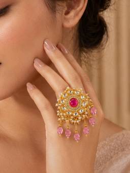 Yellow Chimes - Women Multi-Color Stones Gold Plated Ring