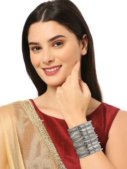 Fabula - Women Silver Oxidised No Plating Bangles