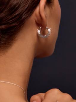Accessorize London - Women Silver Statement Silver Plated Pair of Earrings