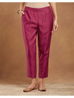 Fabindia - Maroon Cotton Silk Ethnic Pant