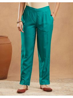 Fabindia - Green Viscose Silk Ethnic Pant