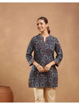 Fabindia - Indigo Cotton Dabu Printed Short Kurti