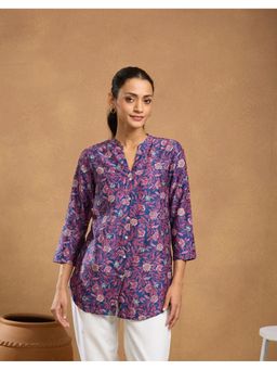 Fabindia - Grey Cotton Silk Hand Block Printed Tunic