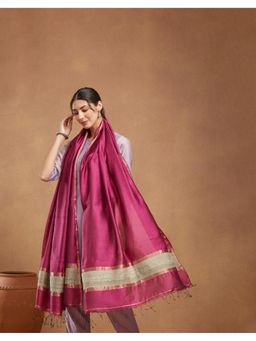 Fabindia - Pink Viscose Silk Hand Woven Dupatta