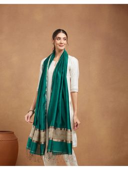 Fabindia - Teal Viscose Silk Hand Woven Dupatta