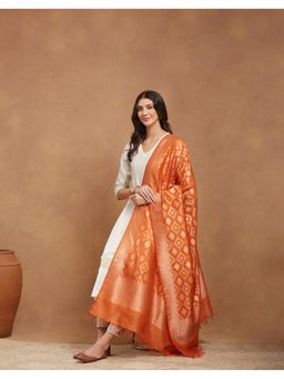 Fabindia - Orange Cotton Silk Blend Dupatta