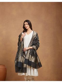 Fabindia - Black Cotton Silk Blend Dupatta