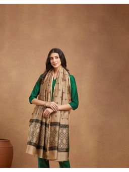 Fabindia - Beige Cotton Silk Blend Jamdani Dupatta