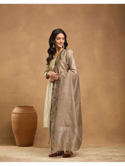 Fabindia - Beige Cotton Silk Blend Jamdani Dupatta