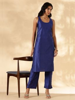 Abhishti - Solid Blue Sleeveless Kurta with Pant
