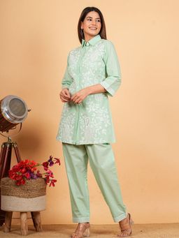 KAFTANIZE - Green Color Heavy Embroidered Sequin Work Detailed Co-ord Set