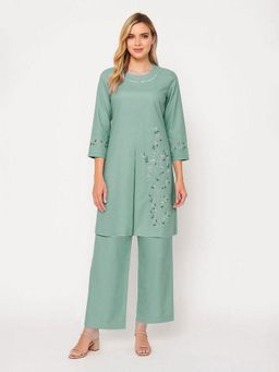 Barara Ethnic - Women Seafoam Green Kurta with Pant