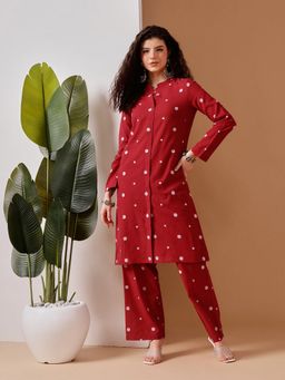 Barara Ethnic - Women Red Polka Dot Co-Ord Set