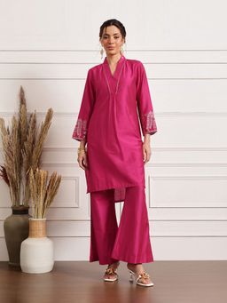 Barara Ethnic - Pink Grace Embroidered Kurta with Palazzo