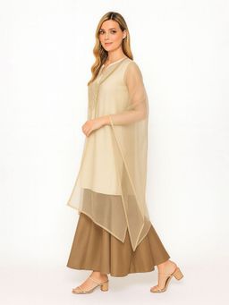 Barara Ethnic - Women Cream Embroidered Kurta with Palazzo and Dupatta