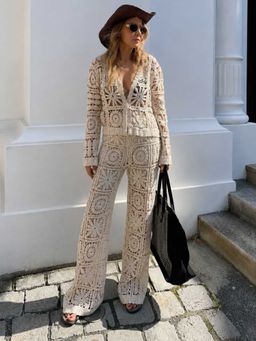 Trenbee - Off White Self Design Relaxed Co-Ord Set