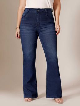 Miss Chase - Blue Solid/Plain Wide Jeans