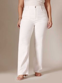 Miss Chase - White Solid/Plain Straight Jeans