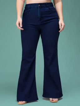 Miss Chase - Navy Blue Solid/Plain Bootcut Jeans