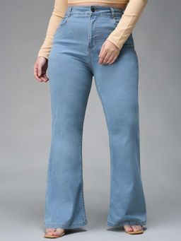 Miss Chase - Blue Solid/Plain Bootcut Jeans