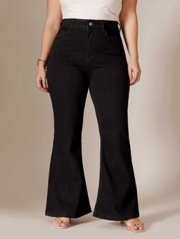 Miss Chase - Black Solid/Plain Bootcut Jeans