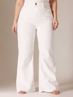 Miss Chase - White Solid/Plain Bootcut Jeans