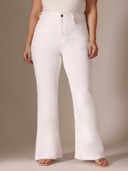 Miss Chase - White Solid/Plain Bootcut Jeans
