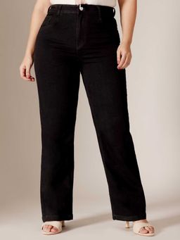 Miss Chase - Black Solid/Plain Straight Jeans
