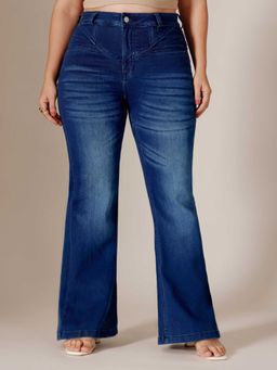Miss Chase - Navy Blue Solid/Plain Bootcut Jeans