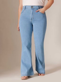 Miss Chase - Blue Solid/Plain Bootcut Jeans