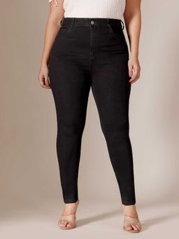 Miss Chase - Black Solid/Plain Skinny Jeans