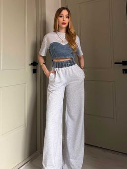 Trenbee - White Self Design Relaxed Co-Ord Set