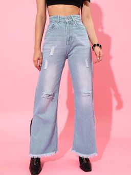 STREET 9 - Blue Solid/Plain Bootcut Jeans