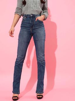 STREET 9 - Blue Solid/Plain Bootcut Jeans
