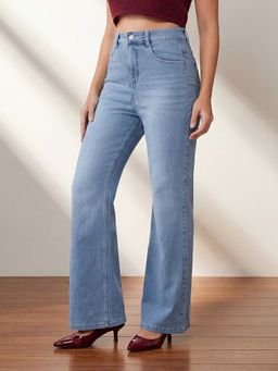 DOLCE CRUDO - Blue Solid/Plain Bootcut Jeans
