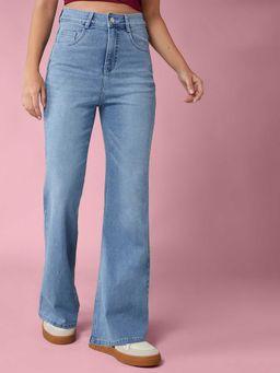 DOLCE CRUDO - Blue Solid/Plain Bootcut Jeans