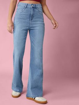 DOLCE CRUDO - Blue Solid/Plain Bootcut Jeans