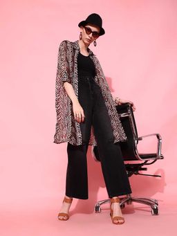 STREET 9 - Brown Animal Print Regular Knee Length Dress