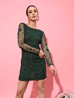 STREET 9 - Green Floral Slim Mini Dress