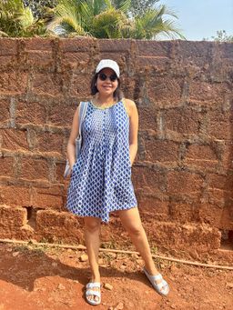 Label Tanvee - Blue Geometric Comfortable Mini Dress