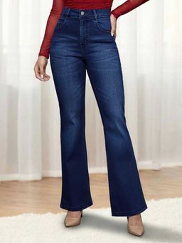 Miss Chase - Navy Blue Solid/Plain Wide Jeans