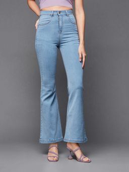 Miss Chase - Blue Solid/Plain Bootcut Jeans